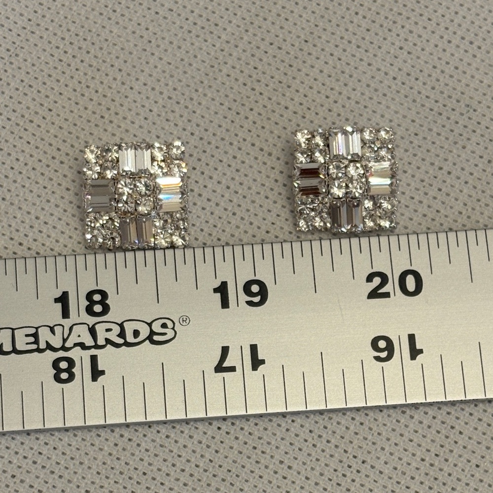 Silver Square Rhinestone Buttons, Rhinestone Jewelry Collection NWT - Picture 7 of 7